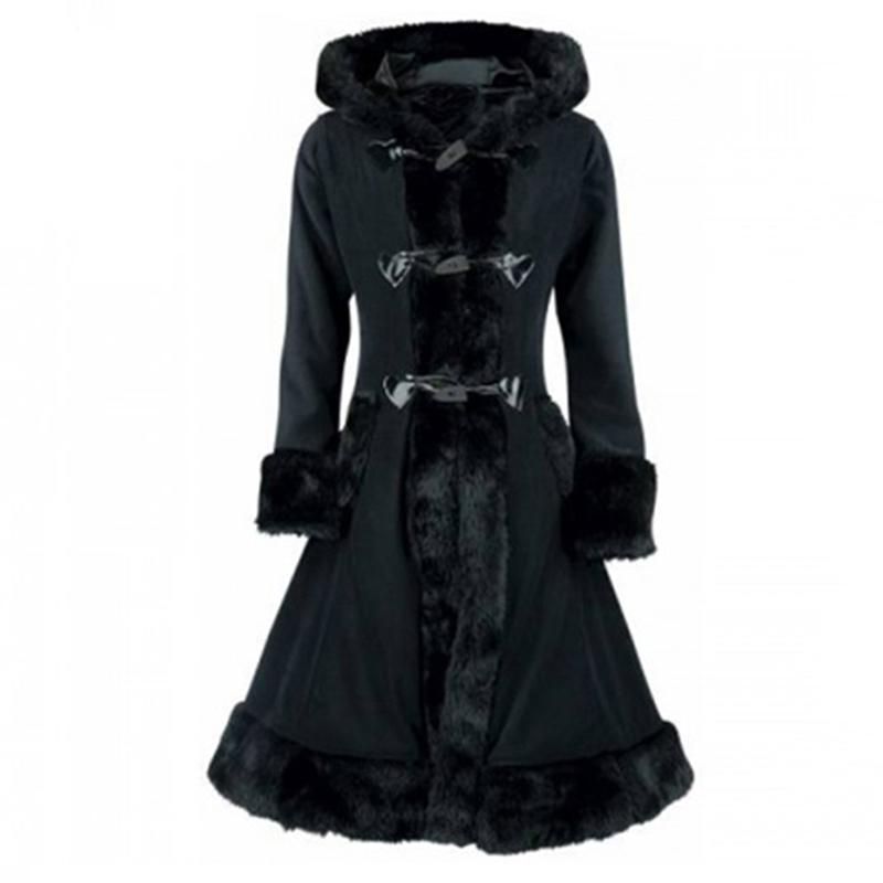 Vintage Hooded Winter Overcoat For Women - The Black Ravens