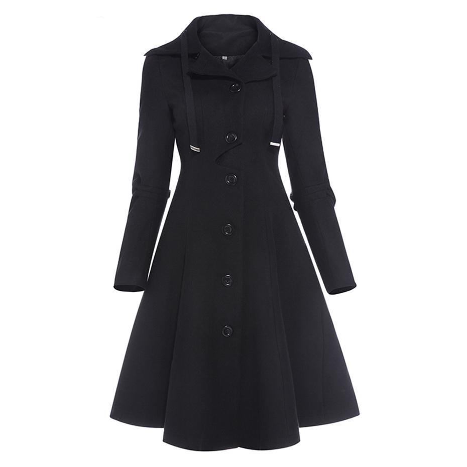 Vintage Style Black Trench Coat For Women - The Black Ravens