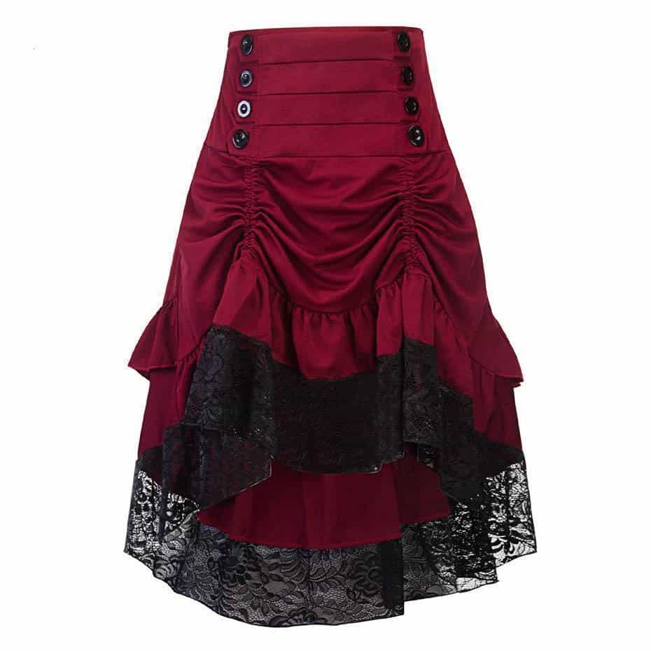 Vintage Style Burgundy Lace Skirt - The Black Ravens