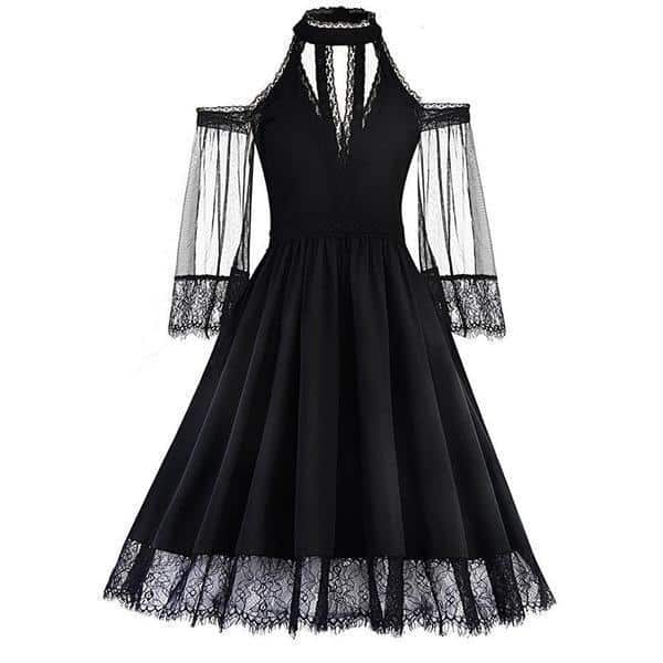 Wicked Casket Black Lace Dress - The Black Ravens